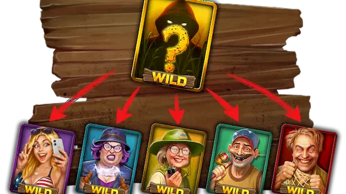 Cena do jogo de slot Catfish Hunters com elementos de pântano